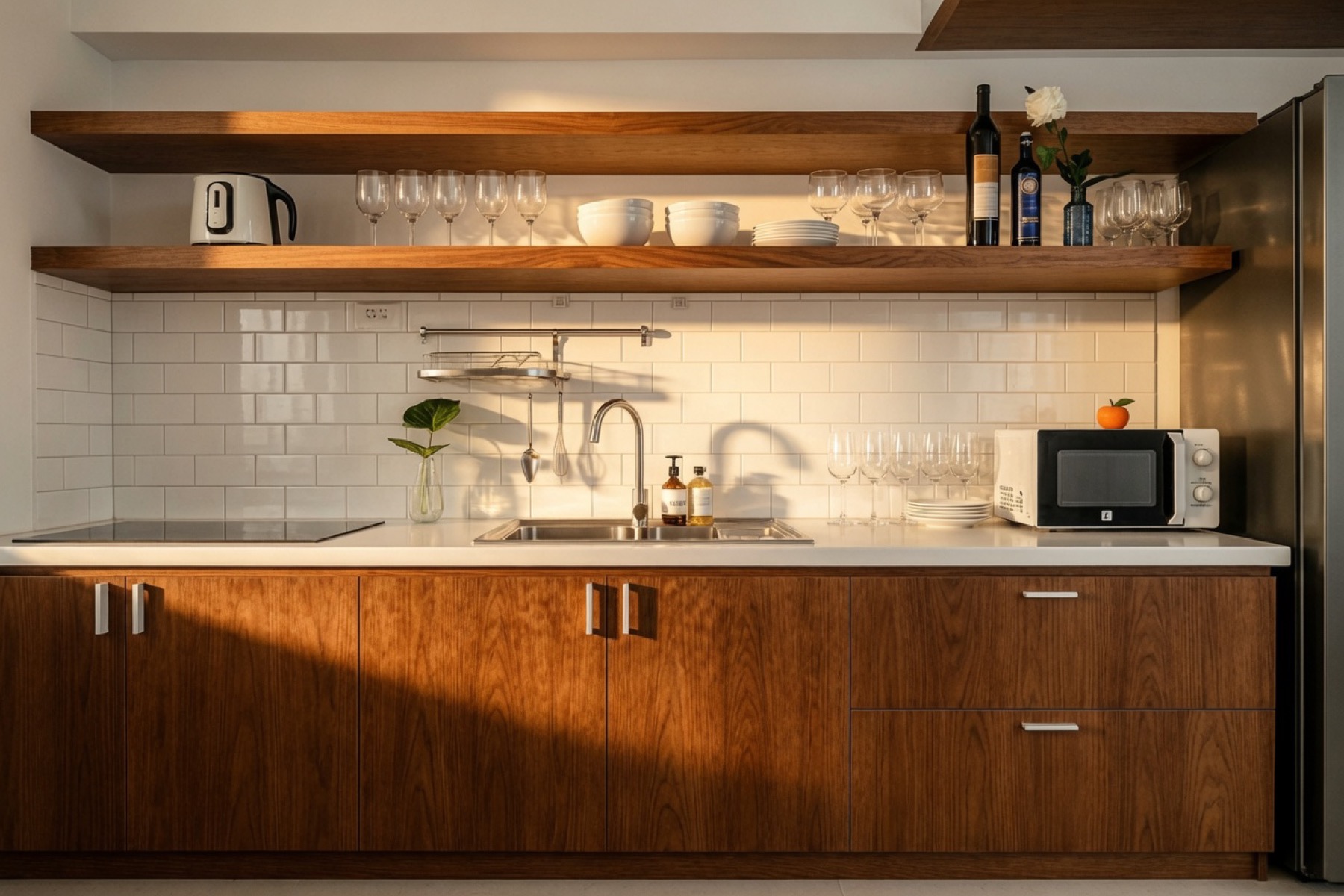 Warm kitchen with golden light