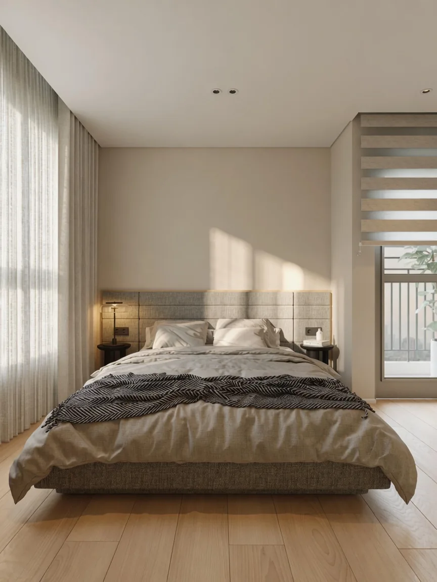 Sunlit bedroom in new residence