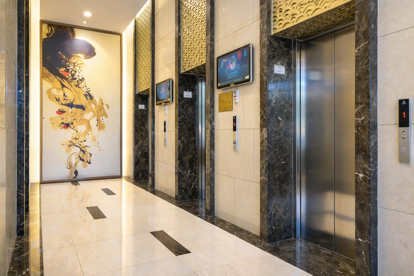Elevator lobby corridors